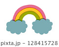 虹と雲のかわいいイラスト（育児・絵本風デザイン） 128415728
