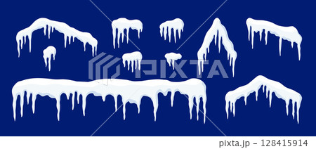 Frozen Holiday Elements: Snow Caps and Icicles Frozen Holiday Elements: Snow Caps and Icicles 128415914