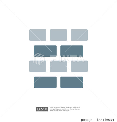 Home Renovation Icon Featuring Blocks in Various Shades of Blue Representing Modern Design and Aesthetic in Home Improvement Projects 128416034