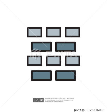 Home Renovation Icon Featuring Modern Brick and Tile Patterns in Cool Tones for Building and Architecture Design Concepts 128416066