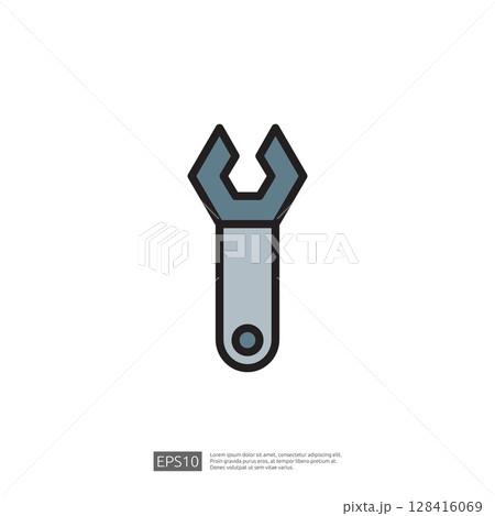 Stylized Wrench Icon Representing Home Renovation and Repair Services in a Clean Modern Design 128416069
