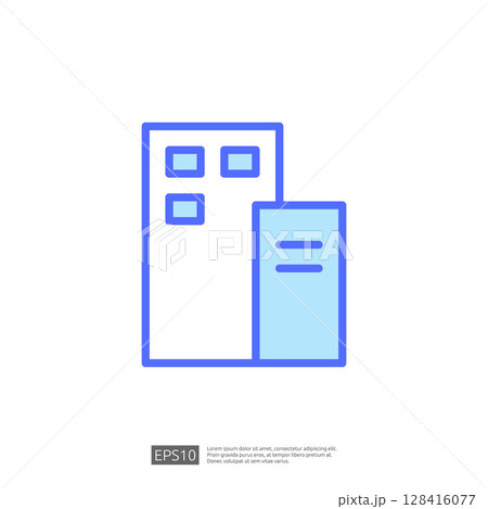 Home Renovation Icon Featuring Modern Building Design Elements with Windows and Doors Representing Construction and Interior Project Planning 128416077