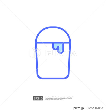 Simple Blue Outline Icon of a Frozen Beverage Cup with Ice and Dripping Liquid in Minimalist Style Simple Blue Outline Icon of a Frozen Beverage Cup with Ice and Dripping Liquid in Minimalist Style 128416084