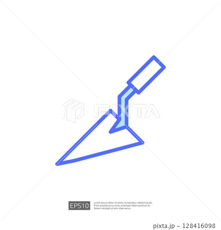 Icon of a Trowel Tool for Home Renovation and Construction Projects Representing Repair and Improvement in Blue Outline Design Icon of a Trowel Tool for Home Renovation and Construction Projects Representing Repair and Improvement in Blue Outline Design 128416098