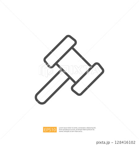 Gavel Icon Representing Legal Proceedings and Justice System in a Minimalist Design 128416102