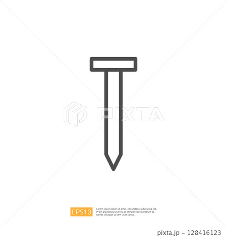 Minimalist Icon of a Nail Symbolizing Home Renovation and Construction Projects for Interior and Exterior Improvements Minimalist Icon of a Nail Symbolizing Home Renovation and Construction Projects for Interior and Exterior Improvements 128416123