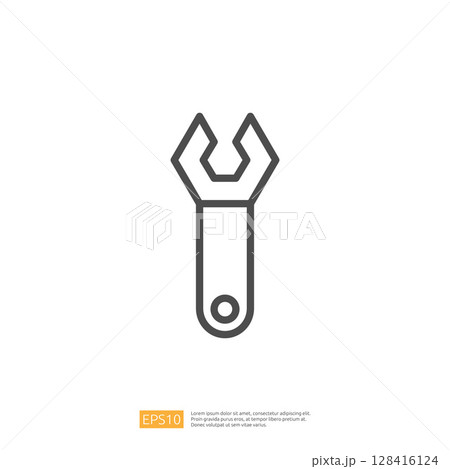 Repair Tool Icon Featuring a Wrench for Home Renovation and Maintenance Projects in a Simple and Clean Design 128416124