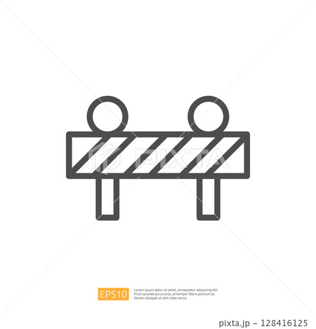 Minimalist Caution Barrier Icon Representing Road Safety and Construction Zone Blockage with Clear Geometry Symbolism and Bold Colors Minimalist Caution Barrier Icon Representing Road Safety and Construction Zone Blockage with Clear Geometry Symbolism and Bold Colors 128416125