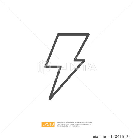Lightning Bolt Icon Representing Energy and Power in Minimalist Black and White Design 128416129