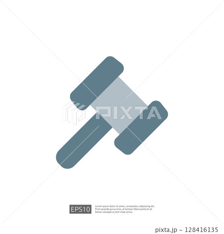 Simple Icon of a Gavel Symbolizing Justice and Legal Authority in Courtroom Settings 128416135