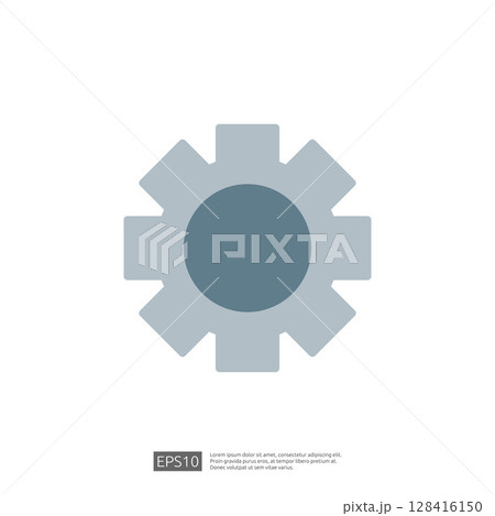 Modern Icon of a Gear Mechanism Representing Home Renovation and Design Adjustment Process in Graphic Style 128416150