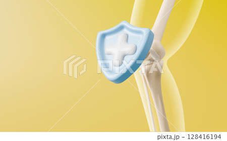 3d medical knee joint model with blue shield 3d medical knee joint model with blue shield 128416194