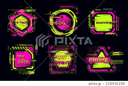 Cyberpunk glitch frame collection Cyberpunk glitch frame collection 128416198