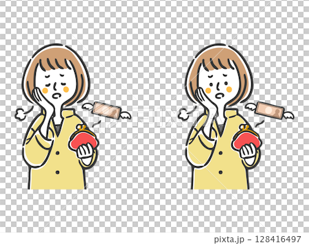 Woman with no money, upper body, vector 128416497
