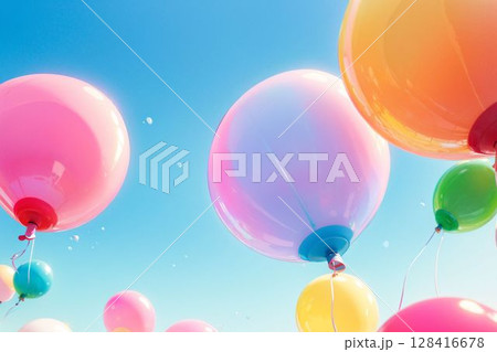 ふんわり浮かぶカラフルバルーン 128416678