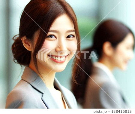 オフィスで働く笑顔のビジネスウーマン 128416812