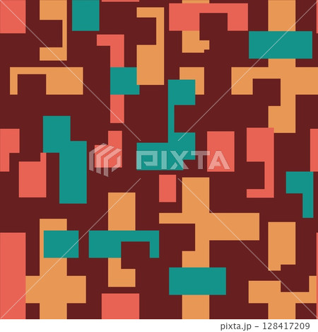 Abstract background with color geometric cubes, geometric figures pattern for design brochure, website, flyer. Retro seamless background 128417209