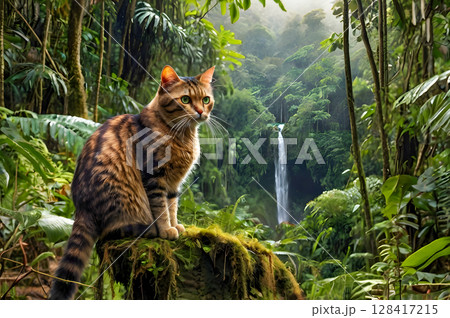 bengal cat in jungle 128417215