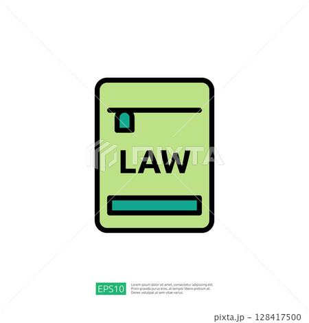 Iconic Representation of Law and Justice with Green Legal Book Symbolizing Regulations and Judicial Processes 128417500
