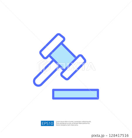 Gavel Icon Representing Law and Judgement Symbolizing Justice and Authority in Legal Proceedings 128417516