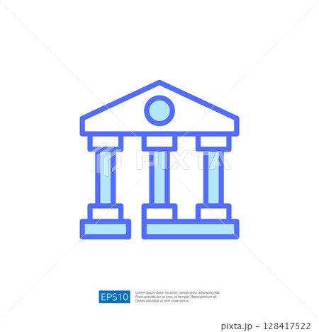 Iconic Representation of a Courthouse with Columns Symbolizing Law and Justice in a Minimalist Style 128417522