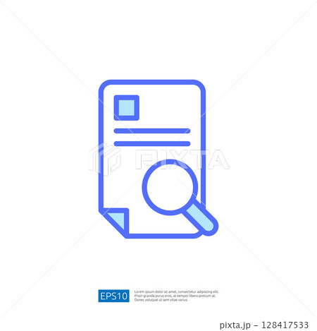 Document Icon with Magnifying Glass Symbolizing Law Review and Legal Analysis in Legal Proceedings Context 128417533