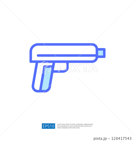 Icon of a Simplistic Handgun Illustration Representing Law and Judgment Themes in a Minimalist Design Style Icon of a Simplistic Handgun Illustration Representing Law and Judgment Themes in a Minimalist Design Style 128417543