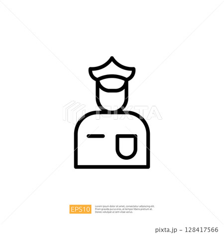 Minimalist Icon of a Police Officer Representing Law Enforcement and Justice System in a Simple Design Minimalist Icon of a Police Officer Representing Law Enforcement and Justice System in a Simple Design 128417566