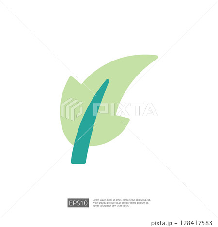 Stylized Leaf Icon Representing Nature and Sustainability with Soft Green Tones and Minimalist Design Elements 128417583