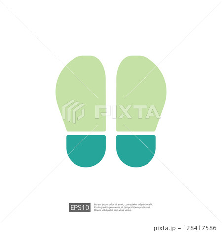 Green Footprint Icon Symbolizing Nature and Environmental Awareness with Simple Design Elements Green Footprint Icon Symbolizing Nature and Environmental Awareness with Simple Design Elements 128417586