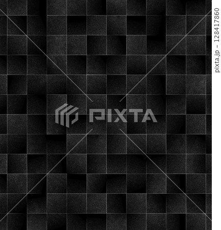 Black square tiles forming textured geometric pattern 128417860