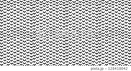 Horizontal fish scale seamless pattern in black and white. Vector seamless abstract background with Irregular hand drawn zig zag lines. Perfect for wallpaper, packaging, textile, or other projects 128418042