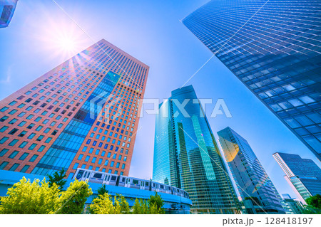 日本の東京都市景観 猛烈な暑さ…汐留のオフィス街などを望む=19日 日本の東京都市景観 猛烈な暑さ…汐留のオフィス街などを望む=19日 128418197