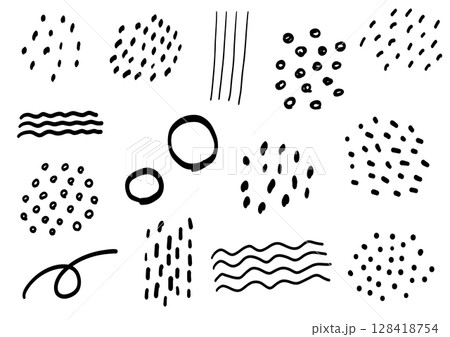 手描きのあしらい素材セット 128418754