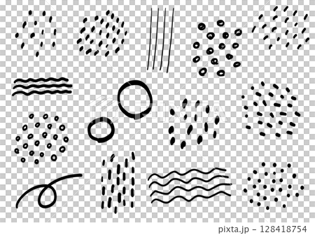 手描きのあしらい素材セット 128418754