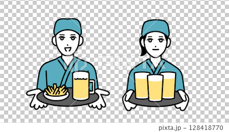 男性和女性酒吧工作人員頭像 男性和女性酒吧工作人員頭像 128418770