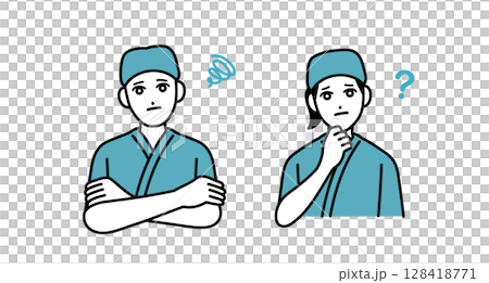 陷入困境的男女酒吧工作人員的頭像 陷入困境的男女酒吧工作人員的頭像 128418771