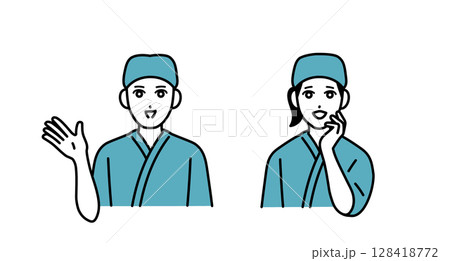 男女の居酒屋店員のアバター 128418772