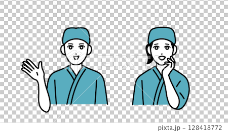 Male and female bar staff avatars Male and female bar staff avatars 128418772