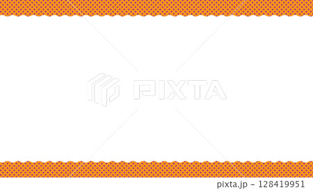 ハロウィンカラーの水玉フレーム背景・オレンジ 128419951