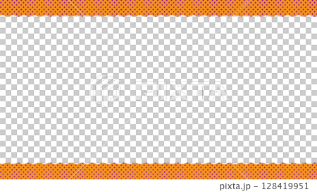 ハロウィンカラーの水玉フレーム背景・オレンジ 128419951