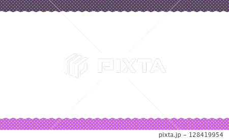 ハロウィンカラーの水玉フレーム背景・黒と紫 ハロウィンカラーの水玉フレーム背景・黒と紫 128419954