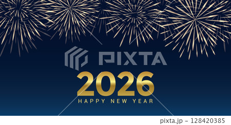 happy new year 2026 firework in night sky vector illustration happy new year 2026 firework in night sky vector illustration 128420385