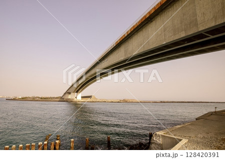 【遠江八景】湖西市、浜名暮雪(今切口と浜名大橋) 【遠江八景】湖西市、浜名暮雪(今切口と浜名大橋) 128420391