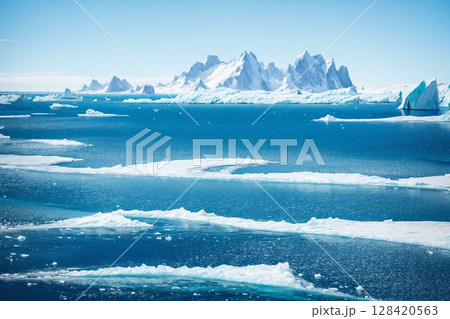 氷河時代を思わせる原始的な極地の大自然パノラマ 128420563