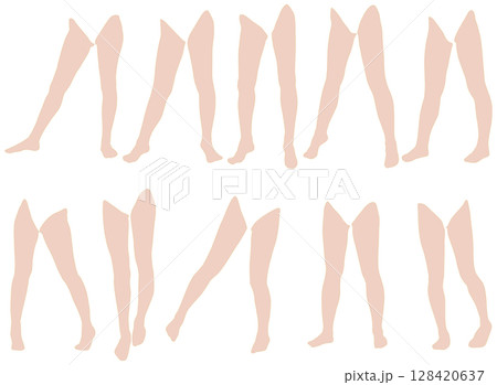 女性レッグモデルイラスト集2-06開脚左寄。下半身の様々なポーズのイラストのセット。 128420637