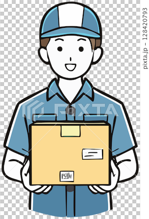 Delivery service worker carrying luggage 128420793