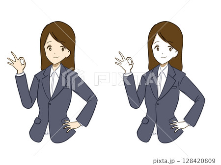 OKサインを出す女性 OKサインを出す女性 128420809