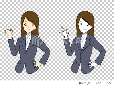 OKサインを出す女性 OKサインを出す女性 128420809