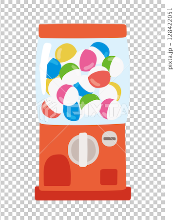 Illustration of a capsule machine filled with colorful capsules 128422051